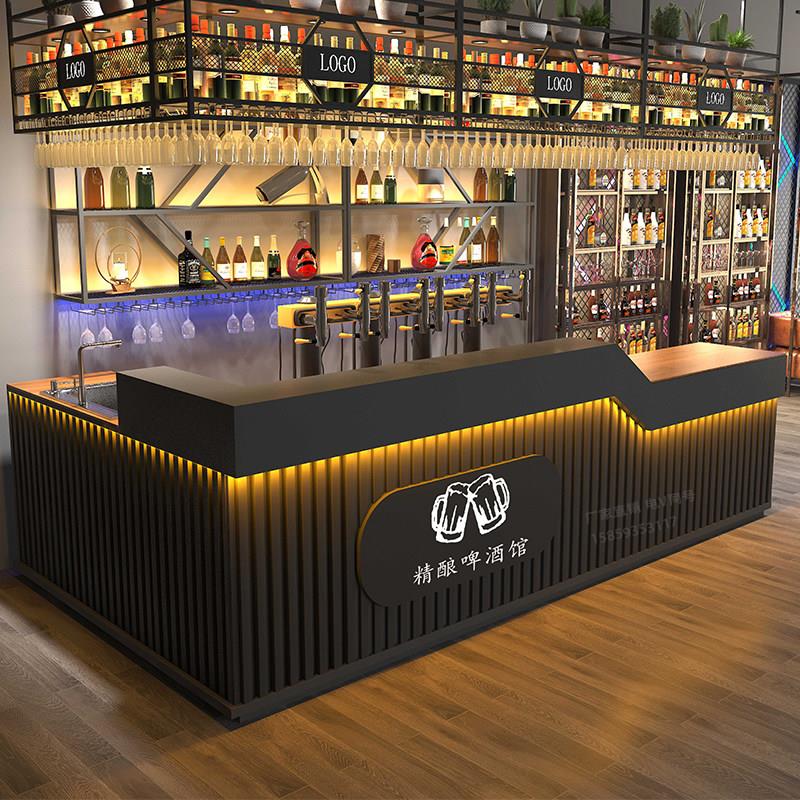 精酿啤酒馆转角前台柜台覆古工业风清吧酒吧台桌球厅咖啡店收银台