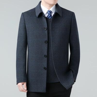 冬季爸爸装羊绒羊衣男中8313-YY年拆羽绒内胆呢卸子大外套中老年