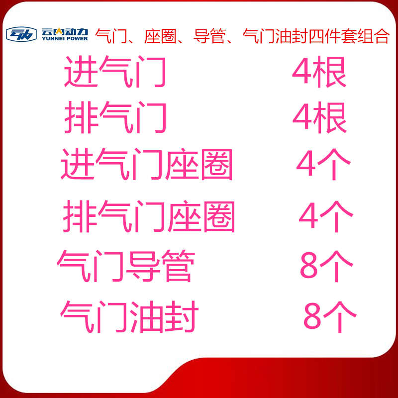 云内490 4100 4102 YN27 33 38发动机进排气门座圈导管油封四件套