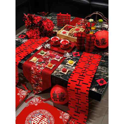 婚礼客厅茶几装饰品装饰婚礼房间布置茶杯套装订婚宴会婚礼婚礼用