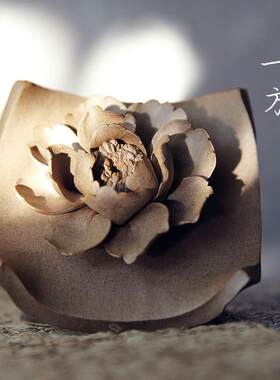 粗陶泥香插 一方 原创纯手工小香座 陶瓷莲花小号线 线香插香薰炉