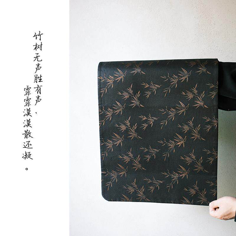 太初枢院 慢蓝深色提花香云纱茶席 干泡台茶席长方形真丝茶席