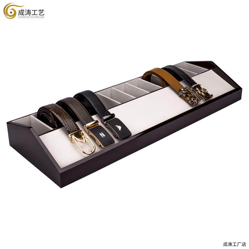 厂多家650直皮带示展示盒腰带架格皮带盒木质高档皮带陈列展架供