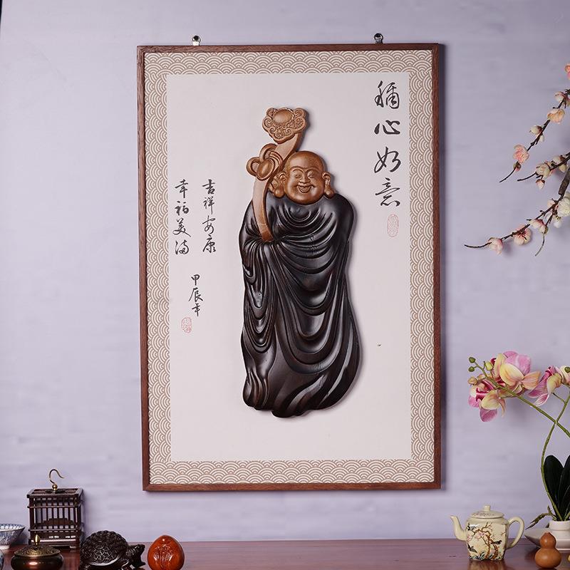 厂家供应弥勒 称心如意香樟木古风挂屏中国风 实木雕刻挂画中式