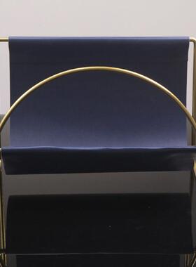 架现代轻奢样板房文艺装饰品摆件铁纳艺皮革物LYF书架杂志置收架