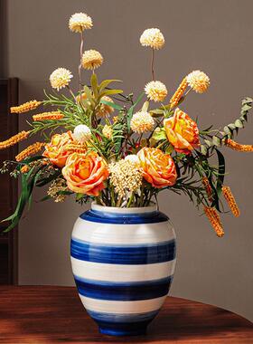 北欧现代简约花瓶摆件手绘陶瓷客厅餐桌玄关鲜花插花瓷器花器装饰