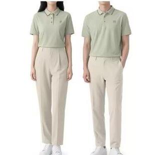 通用别克4s店新款豆绿色Polo衫短袖t恤男女同款卡其色西裤工作服