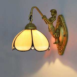 欧琈蒂凡尼彩色玻璃客厅餐厅卧室酒吧会所过道阳台黄色烤弯壁灯