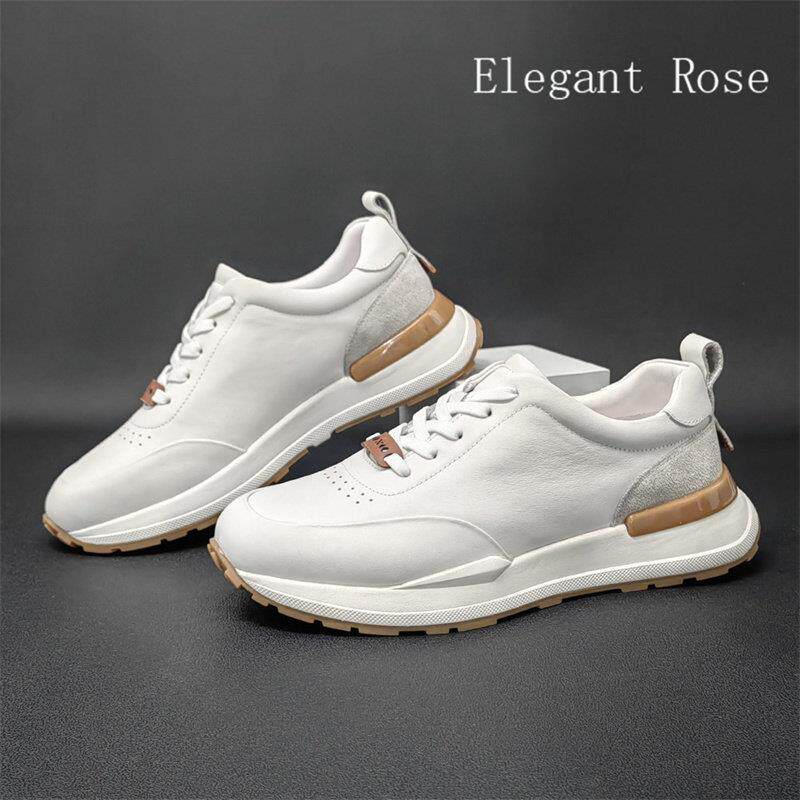ELEGANT ROSE 男鞋2024秋冬款真皮小白鞋厚底欧洲站小众板鞋潮鞋