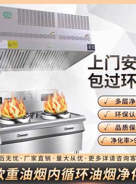 不锈钢商用小型餐馆环保无烟净化一体低机空直排排烟罩家用油烟机