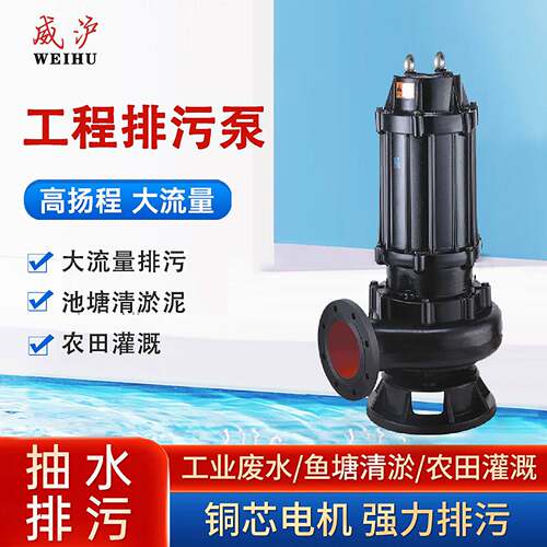 WQ潜水排污泵大流量无堵塞鱼塘清淤工业地下室污水污物排污泵厂家