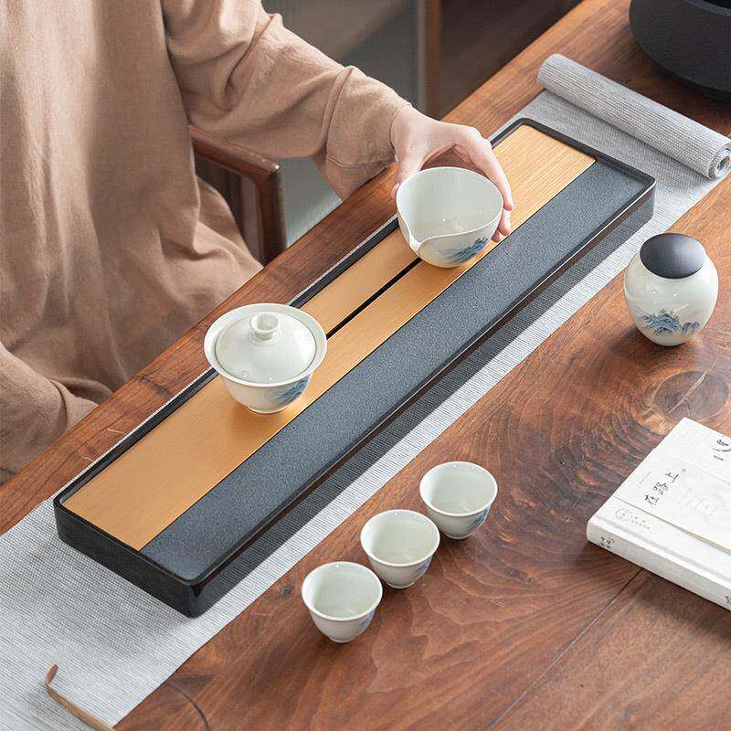新款直销天然乌金石茶盘家用小型现代办公室功夫茶具石头干泡茶台