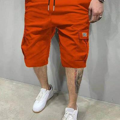 4 Piece Men's Shorts Set Brown Black & Green Slanted Pockets