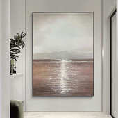 纯手绘油画极简轻奢侘寂风抽象画客厅餐厅玄关卧室挂画大幅落地