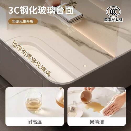 玻璃茶几家用客厅落地电视柜小户型轻奢简约长方形茶几电视柜组合