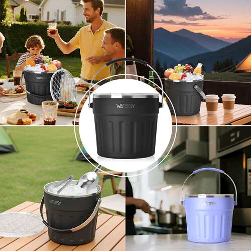 亚马逊畅销大容量7.7L冰桶户外聚餐 酒吧不锈钢双层真空保冷桶