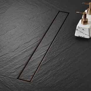 3地04锈钢玫瑰金色防臭防反味下水DL2220不道卫2生间长条形隐藏漏