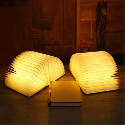 LED Foldable Book Light Creative Wooden Luminous Book for Ch