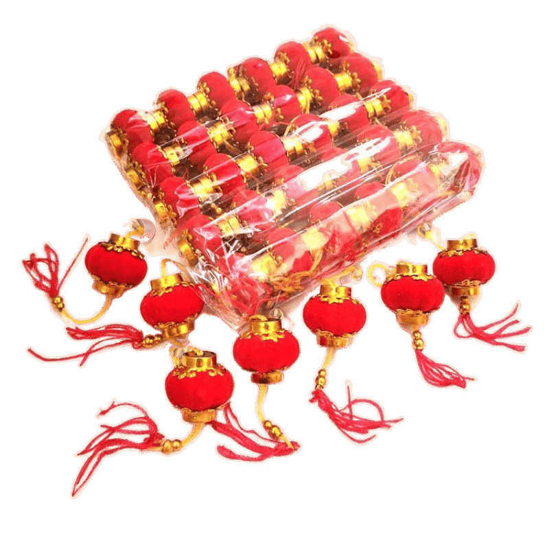 小灯笼春节过年喜庆日装点塑料红挂饰花盆景植物树上吊挂件装饰品