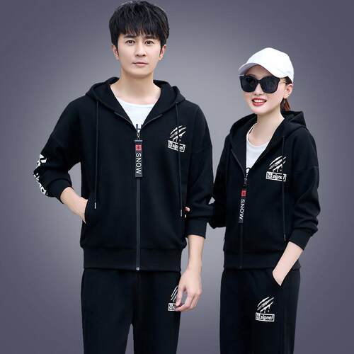 休闲运动套装新款男士秋开衫79475春连动帽情侣运服士跑步卫衣女