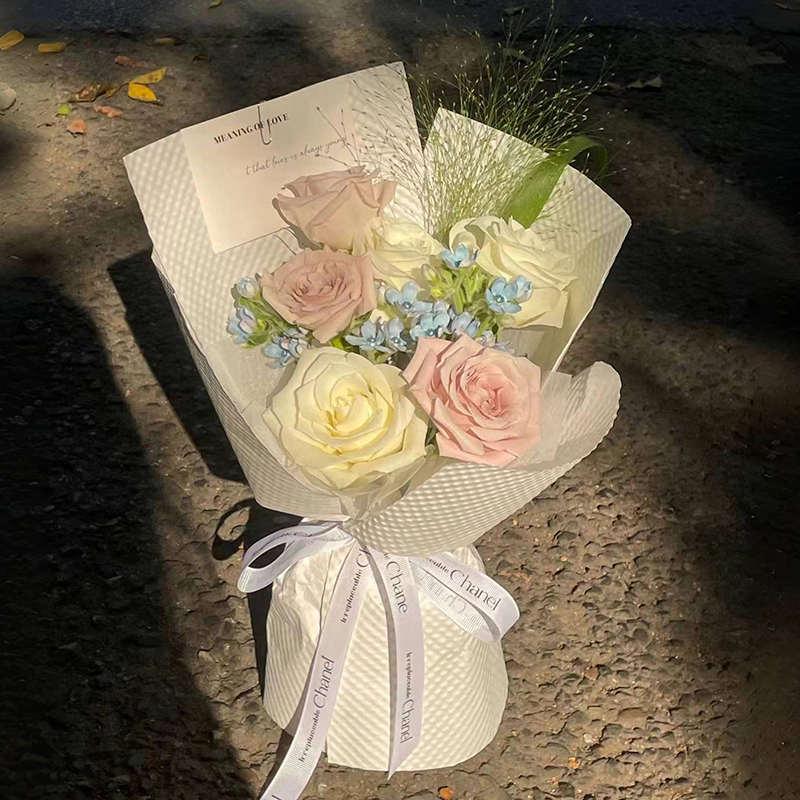 永生花奶油风郁金香玫瑰花束送女友闺蜜仿真香皂花束中秋生日礼物