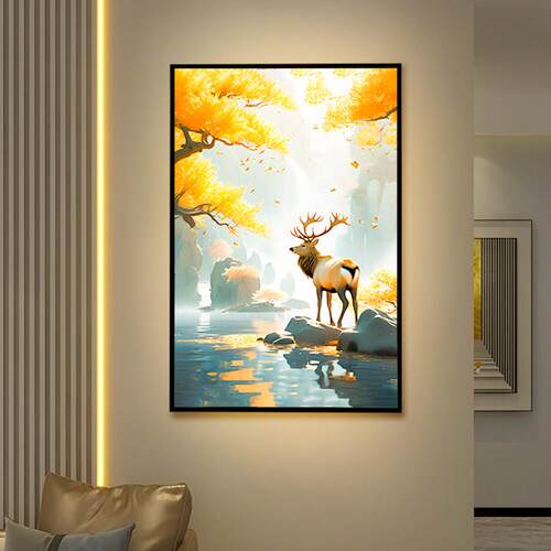 发光壁画 画灯led光源挂墙高清现代轻奢装饰画 画带灯门厅卧室高