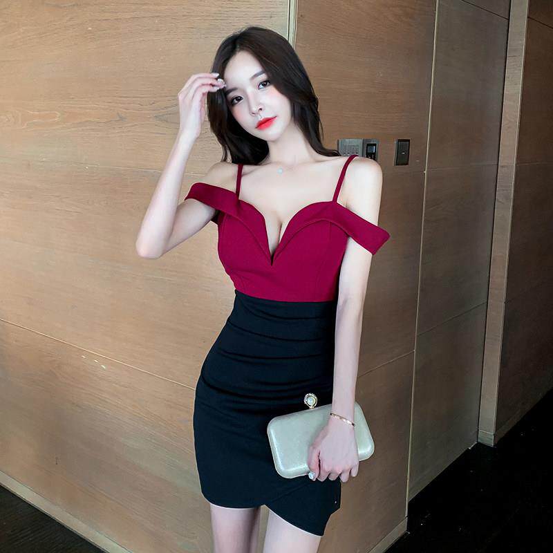 夜店女装桑拿技师服夜场工作服性感低胸深修身显瘦包臀连衣裙女