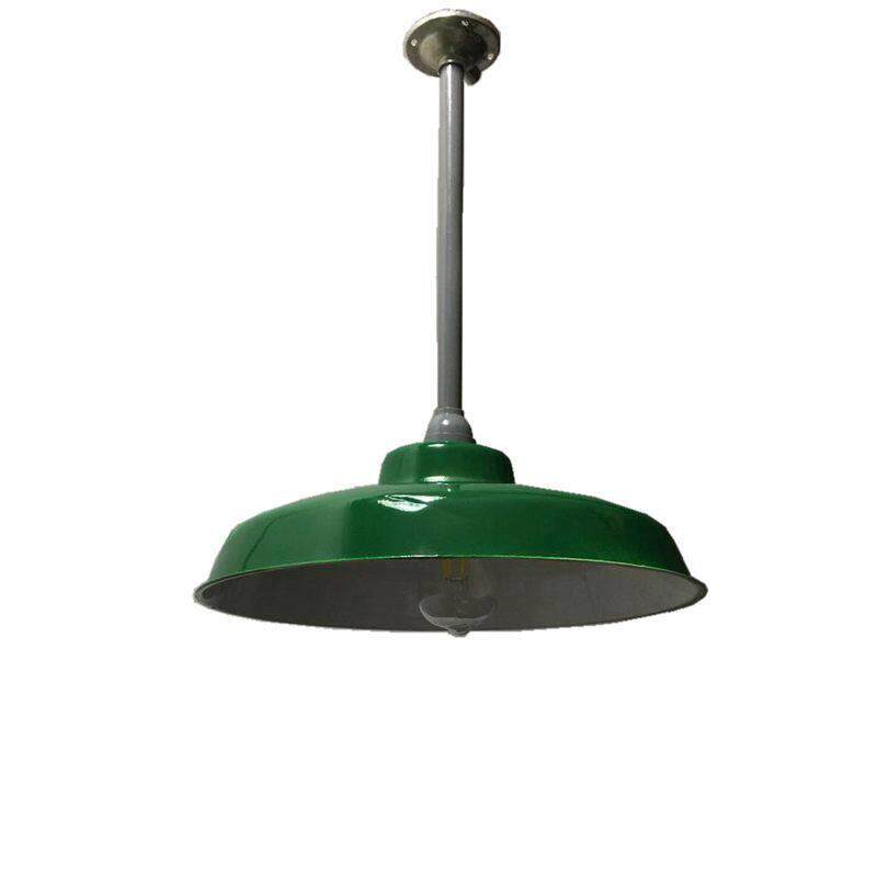 覆古吊灯彷搪瓷灯马路弯灯军绿色老式吊杆灯火锅店怀旧工矿灯罩