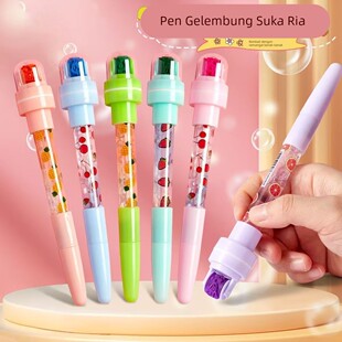 儿童多功能泡泡笔多功能儿童灯光滚轮印章笔神奇魔法笔发光五合一