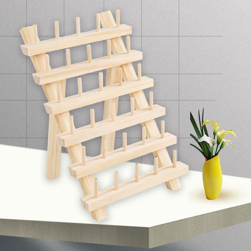 实木缝纫线架放宝塔线玉线麻线水晶毛线家用墙壁挂钩式收纳线轴架