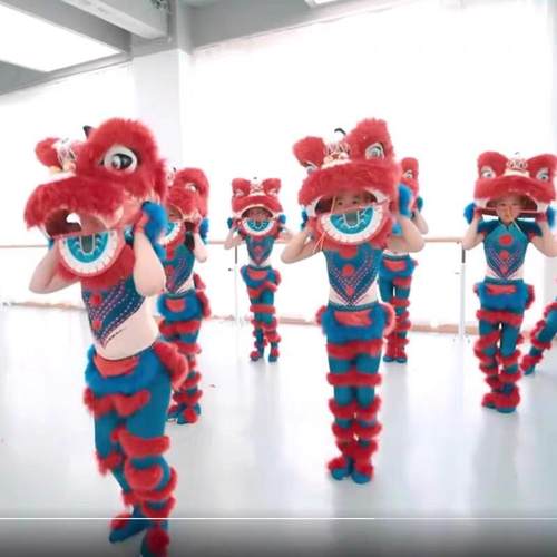 高档小妹奇儿舞狮子舞蹈服狮子头舞狮童服狮狮妙想醒狮头演出服可