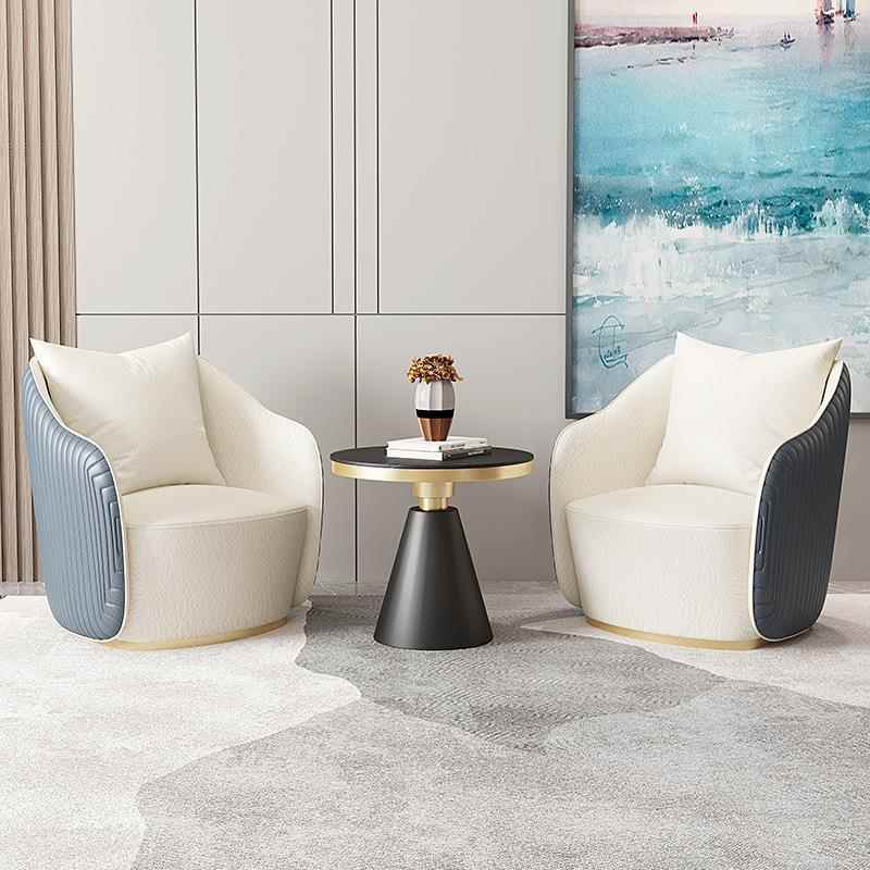 设计师单人位休闲沙发意式极简轻奢客厅老虎凳单人沙发椅边几组合