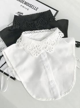 假领子春秋季百搭白色蕾丝花边假衬衫领女式假衣领装饰衬衣领