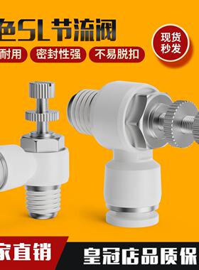 气动快插白色节流阀SL8-01气缸调速6-01气动接头10-03调节阀12-04