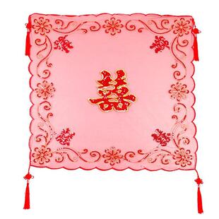 婚礼新娘结婚红盖头半透明头纱软纱秀禾服喜帕中国风头纱头饰 中式