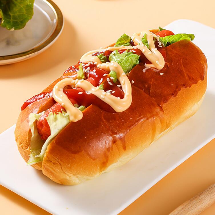 美式热狗面包胚专用早餐食材半成品大号全麦黑色烤面包胚商用家用