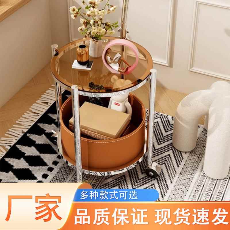 家移动推车小茶几不锈钢收纳推客厅轻茶车茶几几阳台卧室床头奢边
