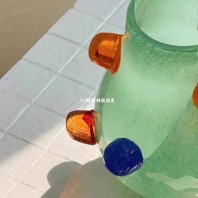 批发客厅创意养玻璃桌面插花高品质奢花瓶家装斑点轻水 彩色