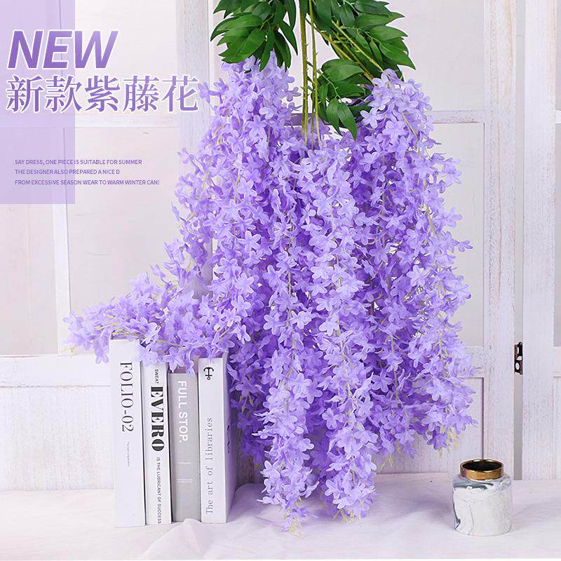 仿真丁香紫藤花豆瓣花串假花藤条装饰婚礼藤蔓长廊走廊绢缠绕植物