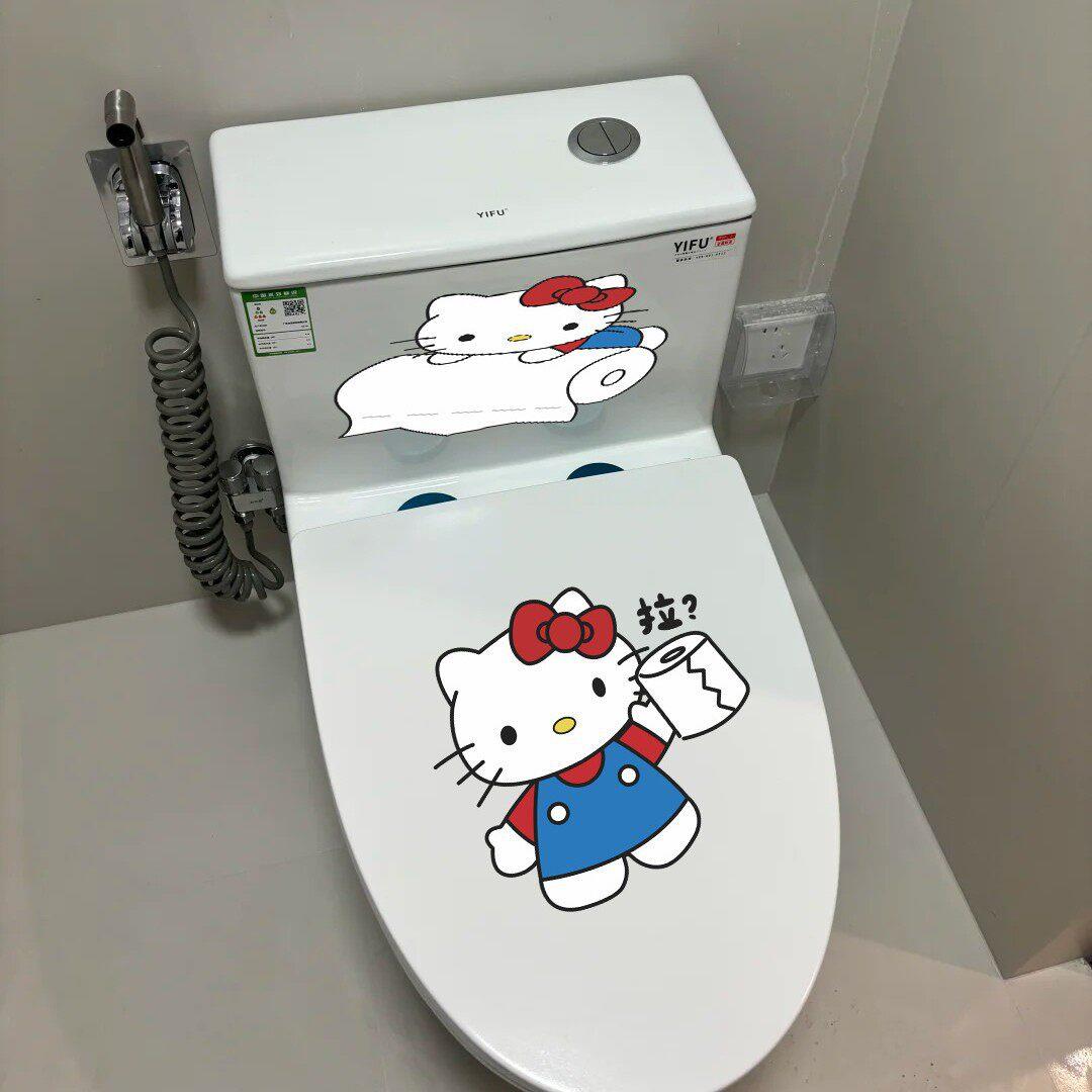 哈喽kitty马桶贴卫生间坐便器马桶贴画可爱浴室马桶盖防水装饰贴