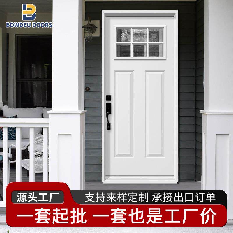 热销钢质带玻璃纤维入户门防盗防火隔音家用玻璃门