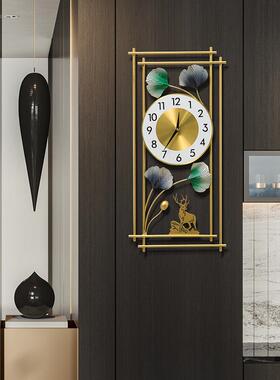 新中式意墙饰挂钟居银杏叶客挂件现代简约壁饰家装饰创厅时尚烟暖