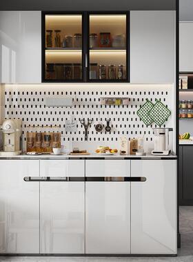 超薄简约餐边柜一体靠OGQ墙小户窄高储物收纳实木型烤漆厅厨房边