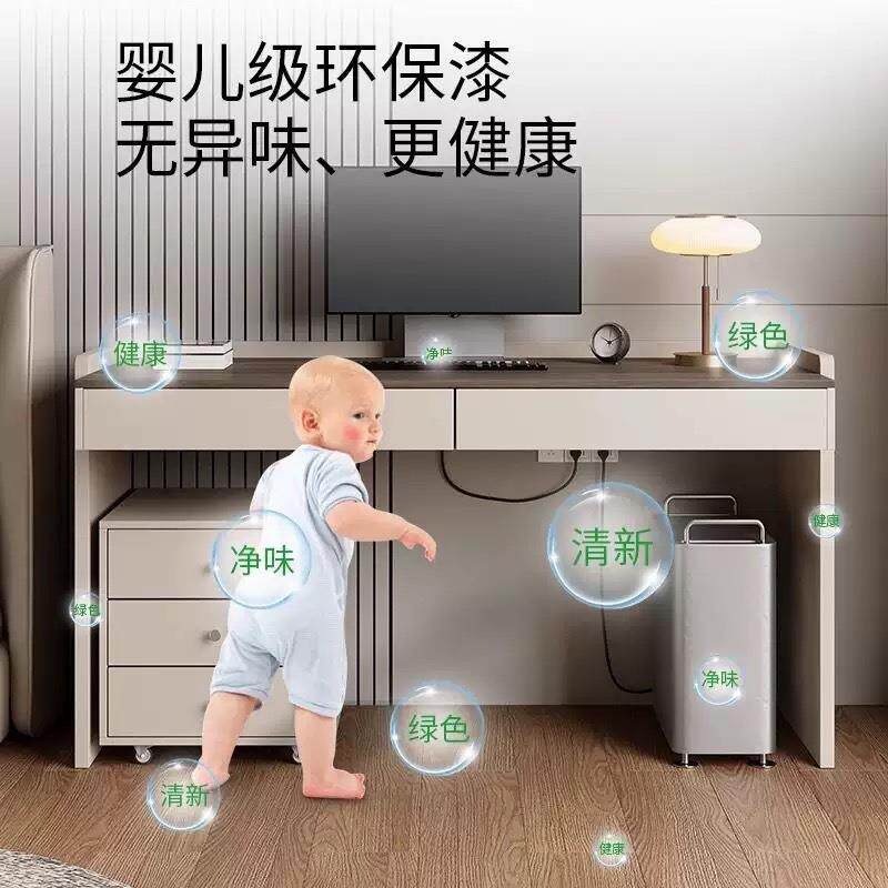 式简桌书桌轻奢现代卧室家用岩板学习桌床意头柜电脑梳妆台一极体
