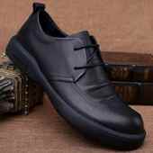 甘稻风春季 男商士真鞋 韩版 皮鞋 皮头层牛皮软底软面皮休 正务装 正品