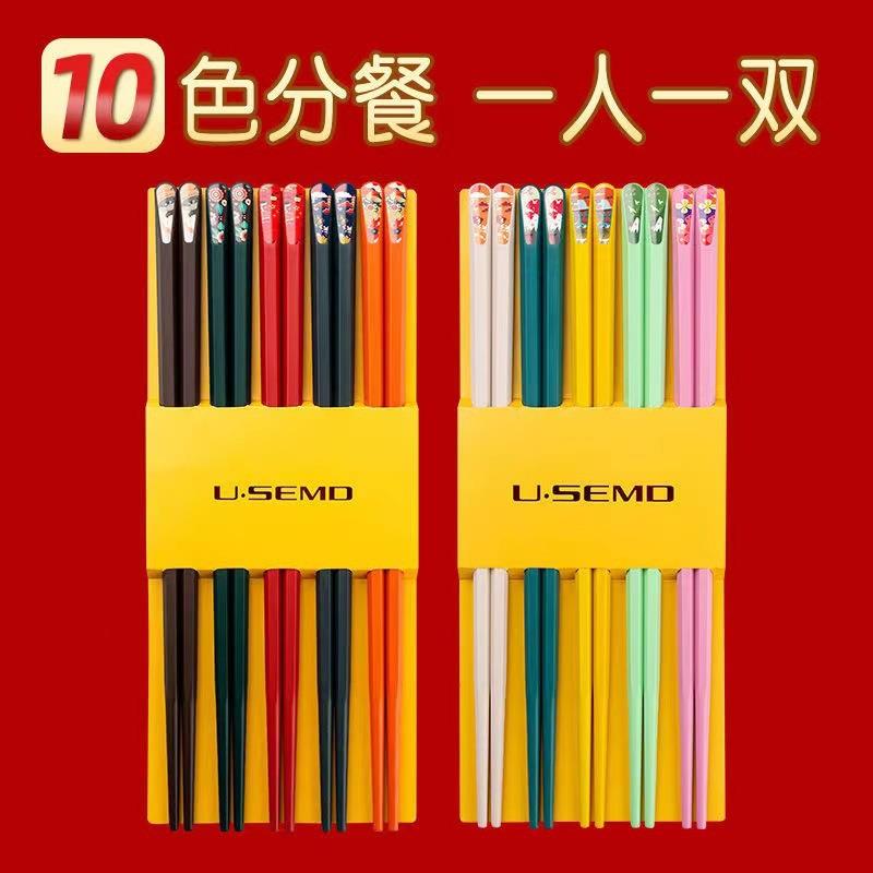 简约可爱卡通家用合金亲子筷子一人一筷家人区分专用碗筷分类快子
