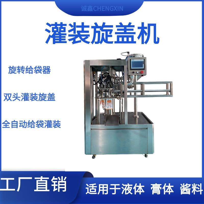 厂家直销全自动液体旋盖灌装机果冻果汁吸嘴袋小型双头旋盖包装机