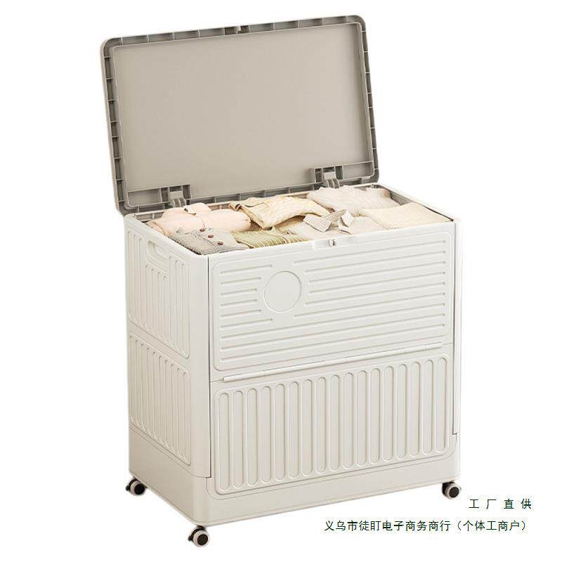 箱衣服收纳箱大容量家带理滑轮衣物翻盖整用被子收纳柜储985物柜