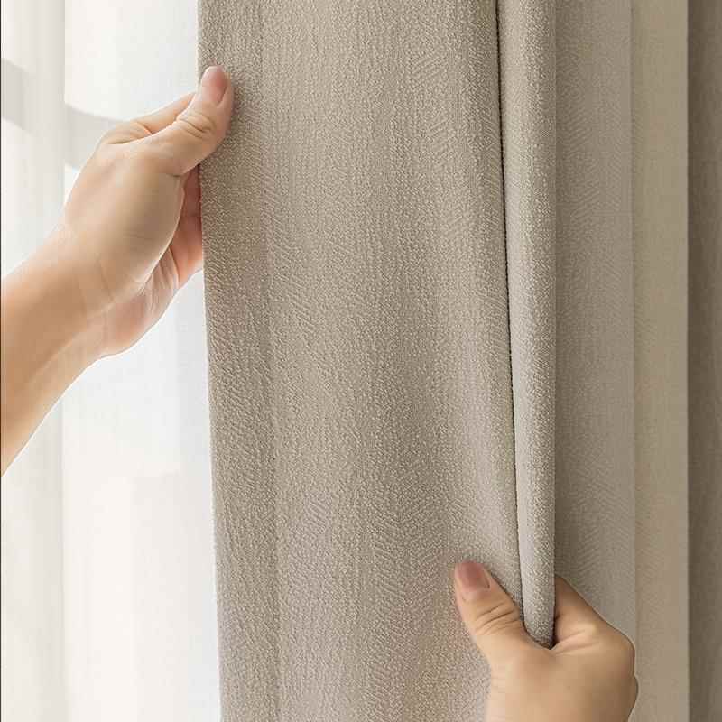 原木风棉麻窗帘2025新款日式田园风客厅卧室半遮光奶油色布料定制