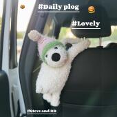 Steve和豆豆 卫生纸 车载纸巾盒可爱西高地狗公仔汽车扶手箱抽取式